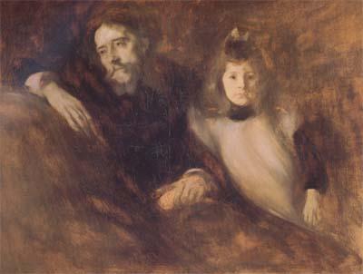 Eugene Carriere Alphonse Daudet and His Daughter (mk06) oil painting picture